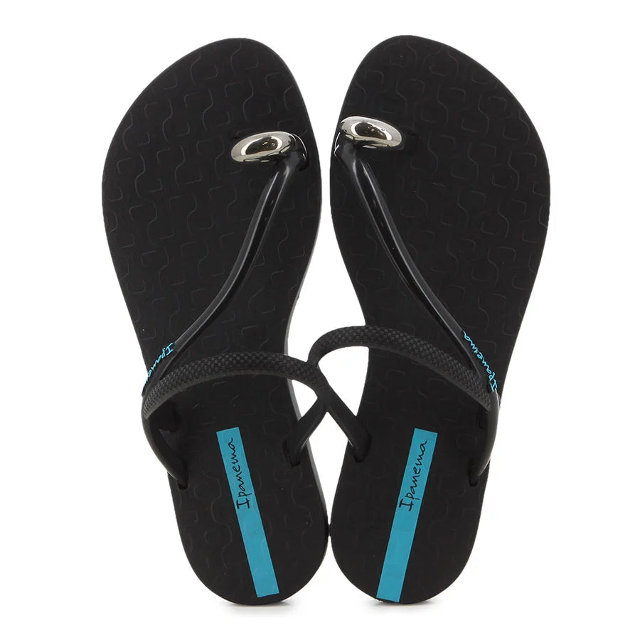 Ipanema Glam Ring Thong Slide-Black/Silver GIL27457BKSI