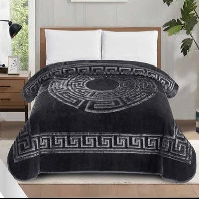 Simon Baker Athena Mink Blankets 1 PLY Silky Soft Embossed Queen Grey.