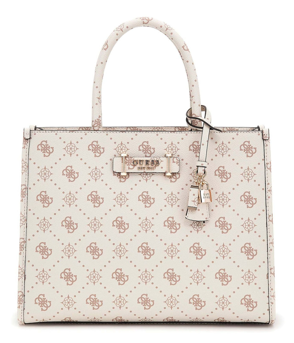 Guess Silia 2 Compartment Tote Bag Vanilla Logo