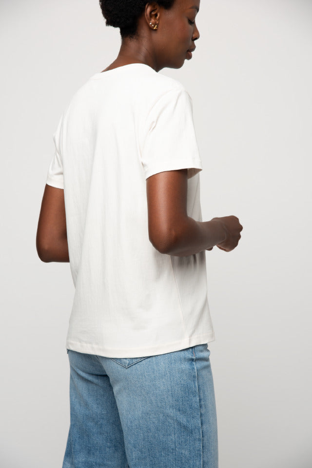 Polo Women Lee Short Sleeve Emrboidered T Shirt Parchment