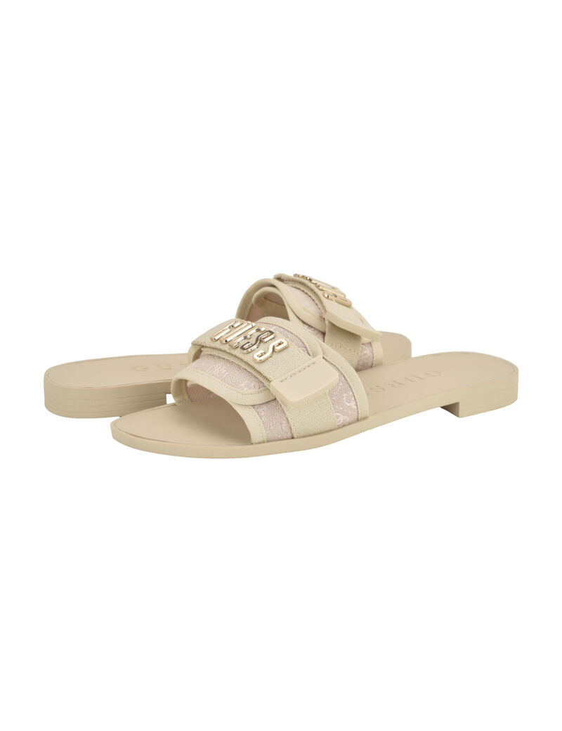 Guess Women's Elyze 4G Sandal Slide -Ivory GM19601