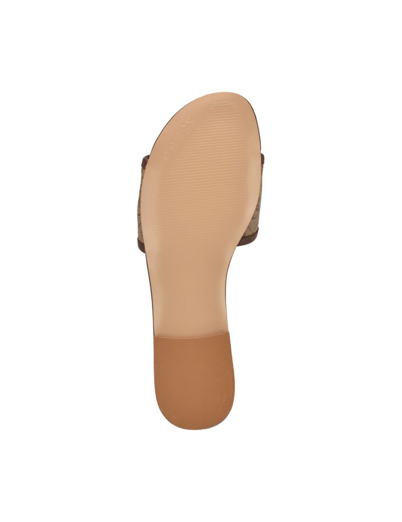 Guess Women's Hammi Logo Slide Sandals-Brown GM10189