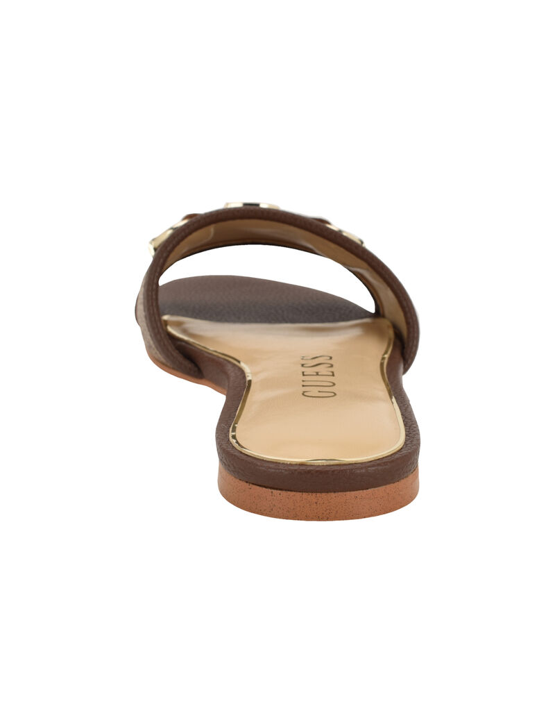 Guess Women's Hammi Logo Slide Sandals-Brown GM10189
