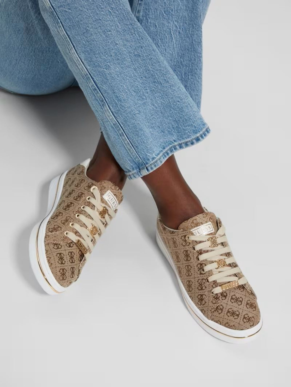 Guess Women's Stasey 2 4G Peony Logo Sneaker-Brown GM18100