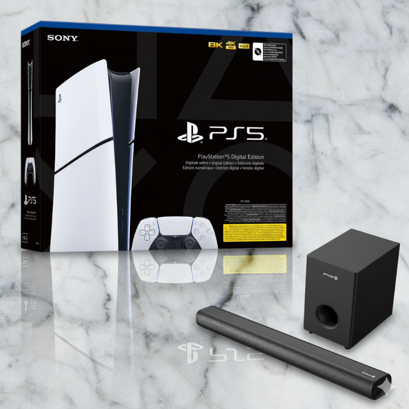 PS5 Slim Digital Edition Console  + Stylus Storm Soundbar 2.1