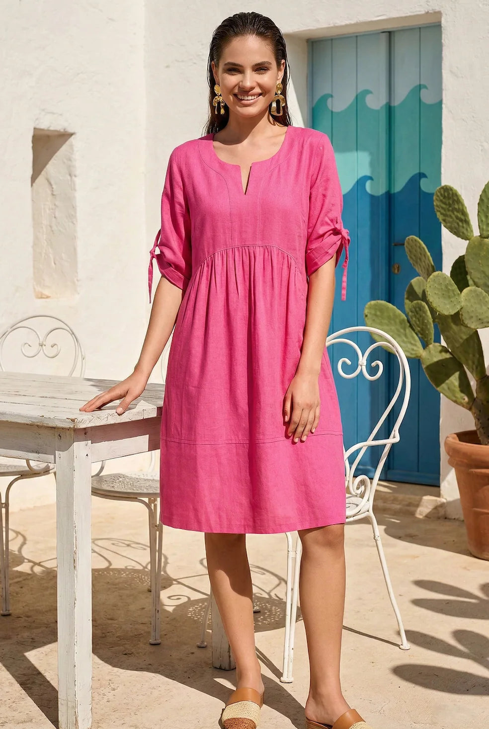 Iconique Jade 3/4 Dress-Fuchsia IC26-077