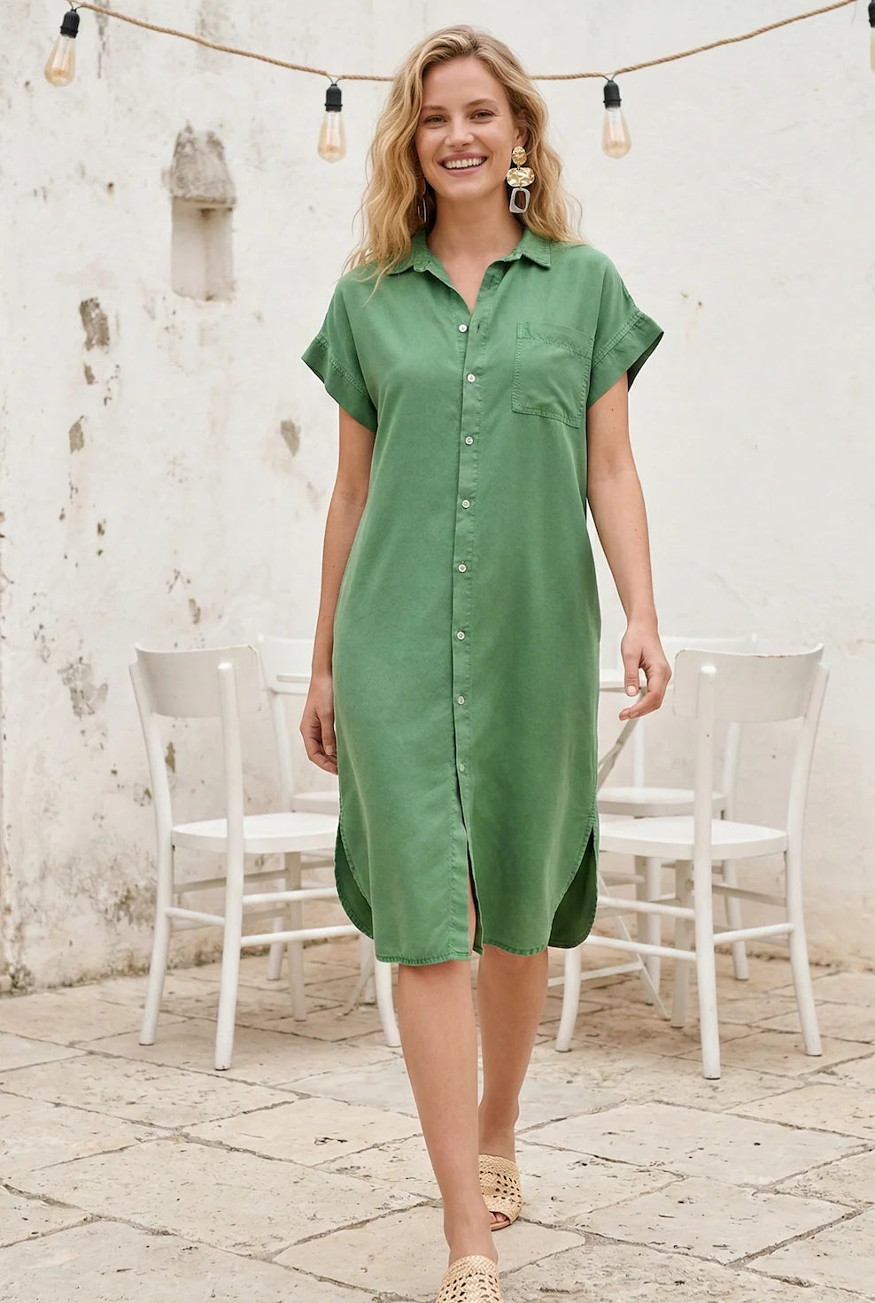 Iconique Quinn Shirt Dress-Green IC26-060