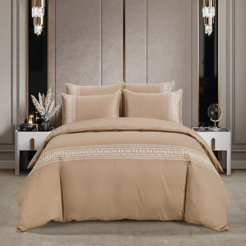 Egyptian Cotton Givenchy 400 Thread Count Stone/Cream Duvet Cover Set