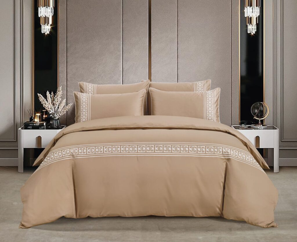 Egyptian Cotton Givenchy 400 Thread Count Stone/Cream Duvet Cover Set