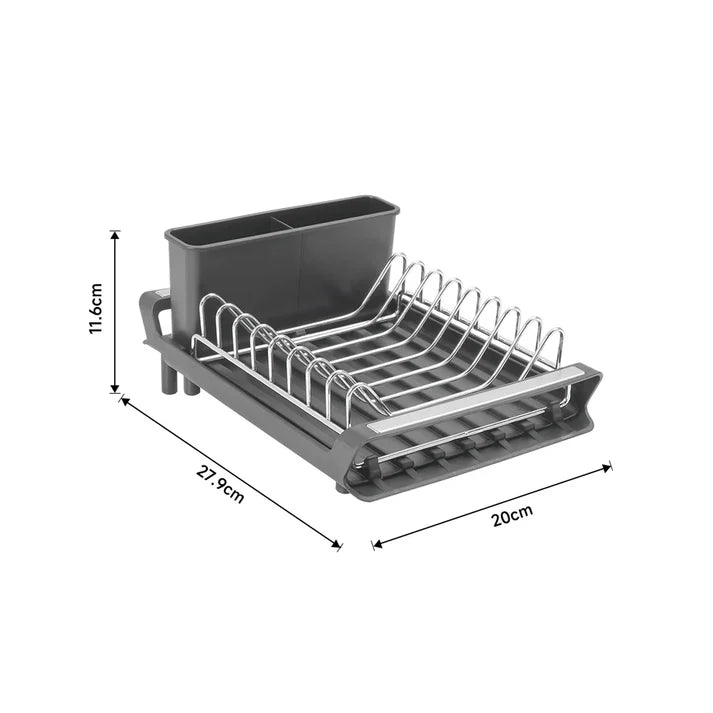 CH Adjustable Dish Drying Rack With Utensil Holder & Drip Tray Grey CH1150.