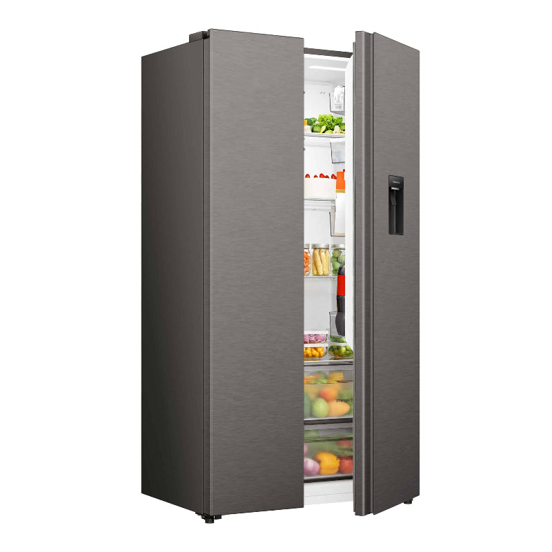 Hisense H680SIT-WD 541L Side-by-Side Refrigerator Titanium Silver.