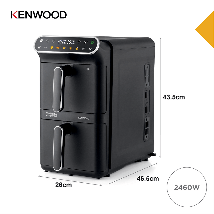 Kenwood Vertical Duo Digital Air Fryer 11L Black HFV11.000BK