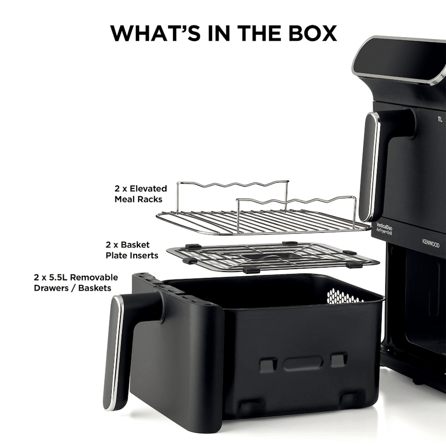 Kenwood Vertical Duo Digital Air Fryer 11L Black HFV11.000BK
