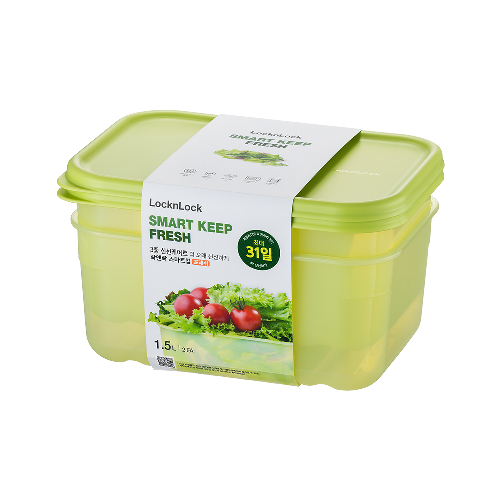 LocknLock Fresh Block Rectangle 1.5lt 2 piece HLE5400S2CR