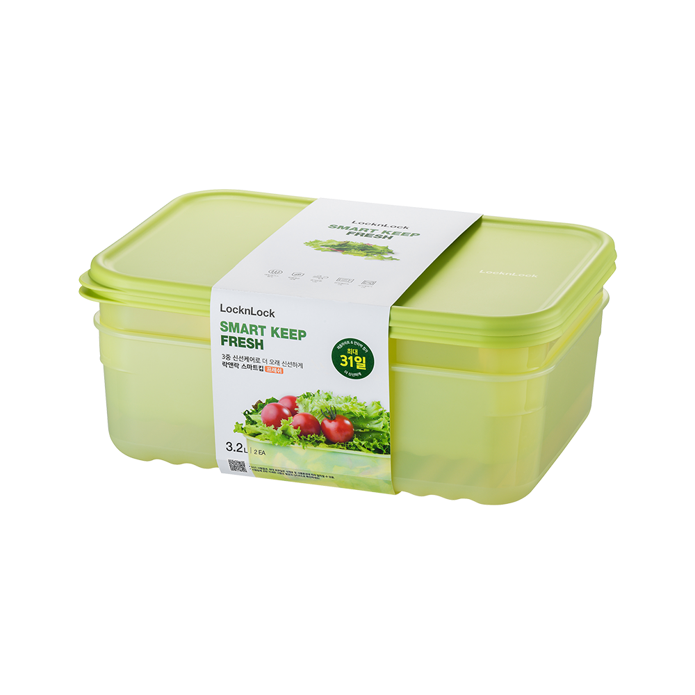LocknLock Fresh Block Rectangle 3.2lt 2 Piece HLE5600S2CR