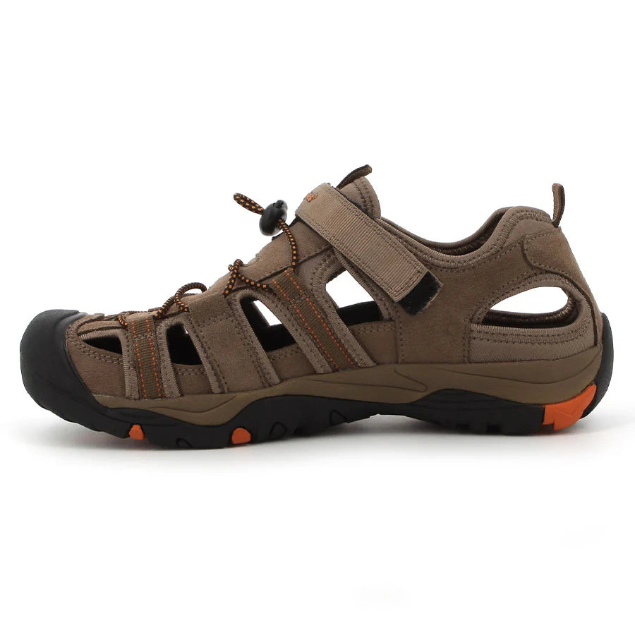 Hush Puppies Mens Hite Cow Suede Mesh Sandal - Smokey Brown HPM00660BRBR