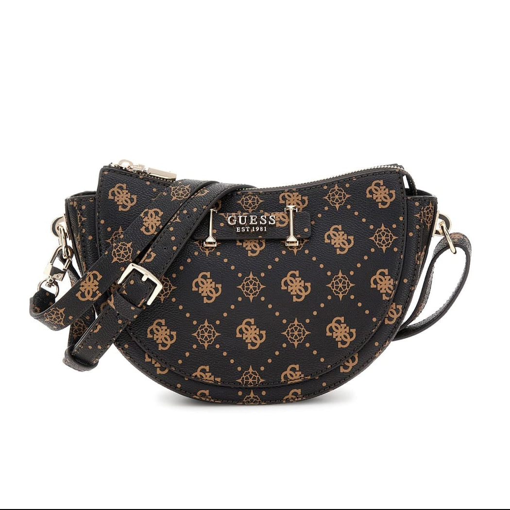 Guess Silia Girlfriend Satchel Bag Espresso Logo GP989018