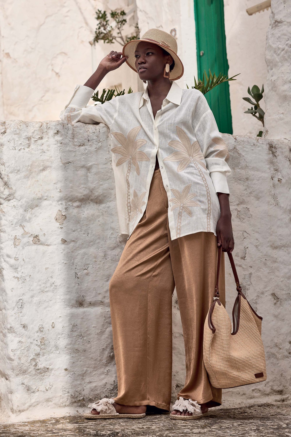 Iconique Harper Wide Palazzo Pants-Camel IC26-014.