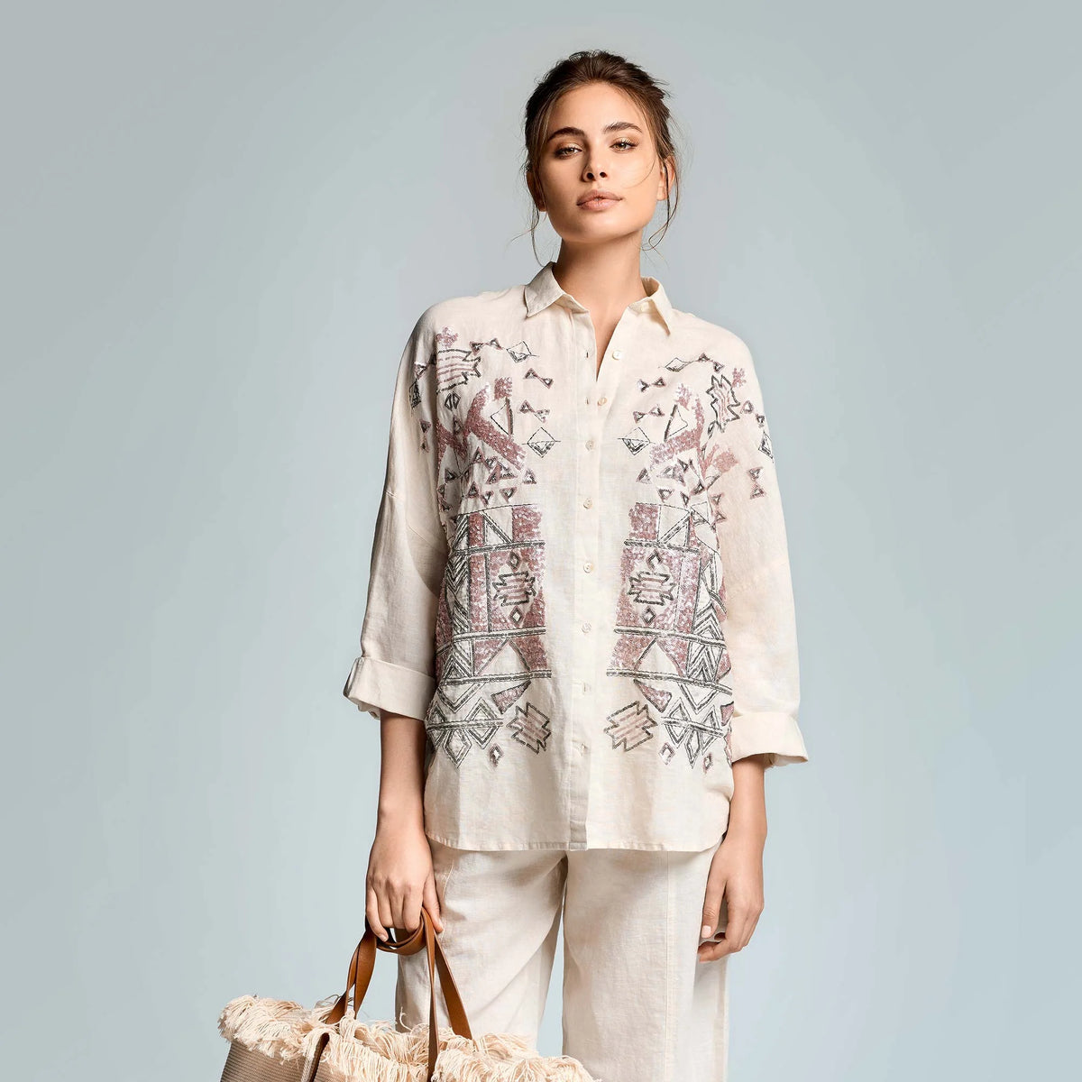 Iconique Lily Oversized Shirt-Ivory IC26-015.