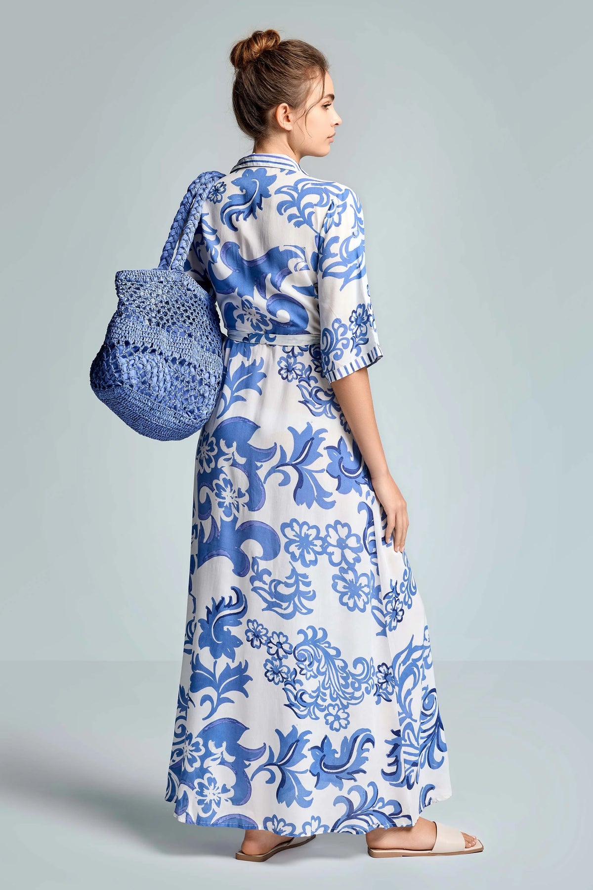 Iconique Emma Maxi Long Shirt Dress-MultiColor IC26-038.