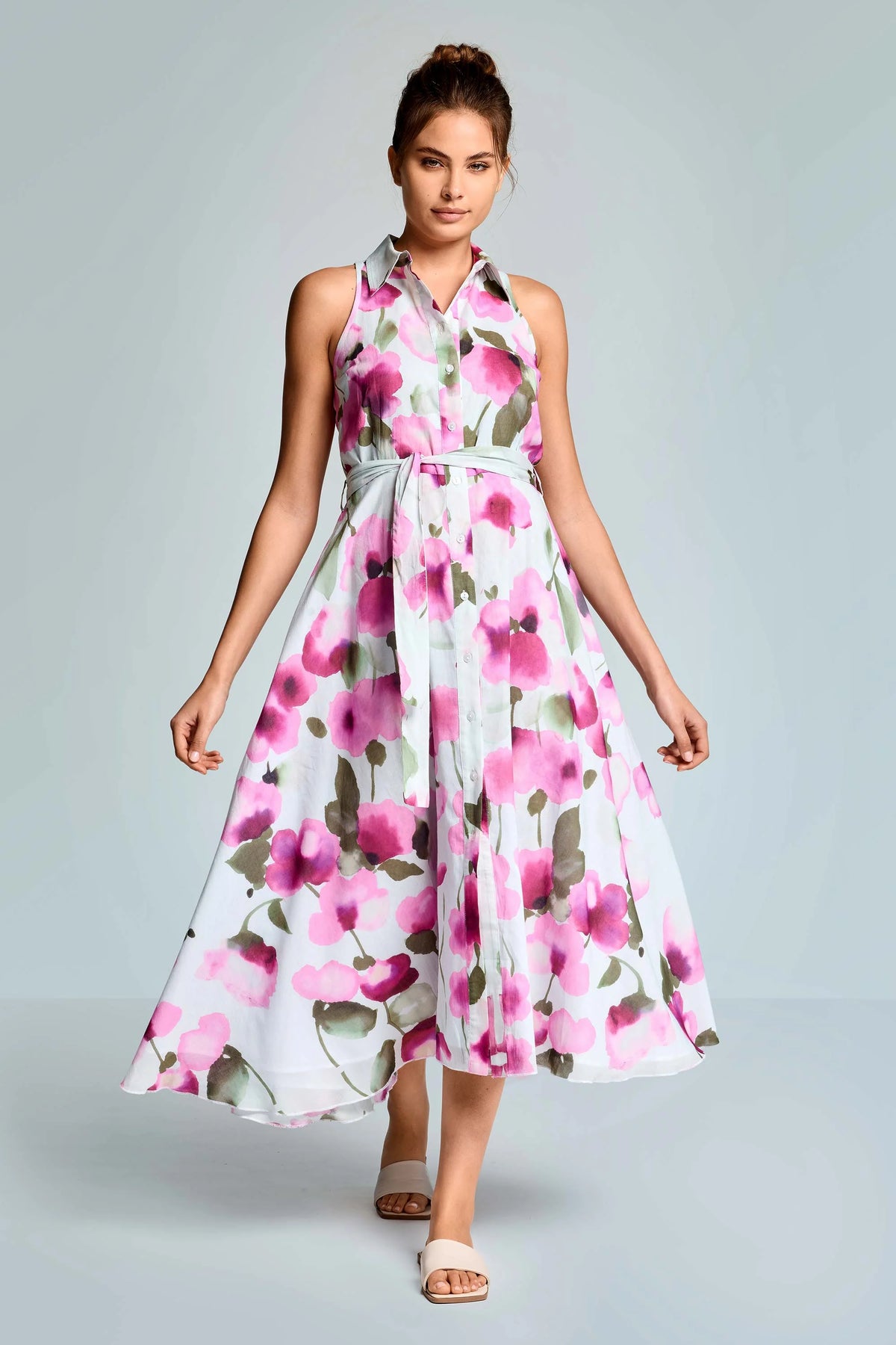 Iconique Tessa Midi Shirt Dress-Multicolor IC26-073