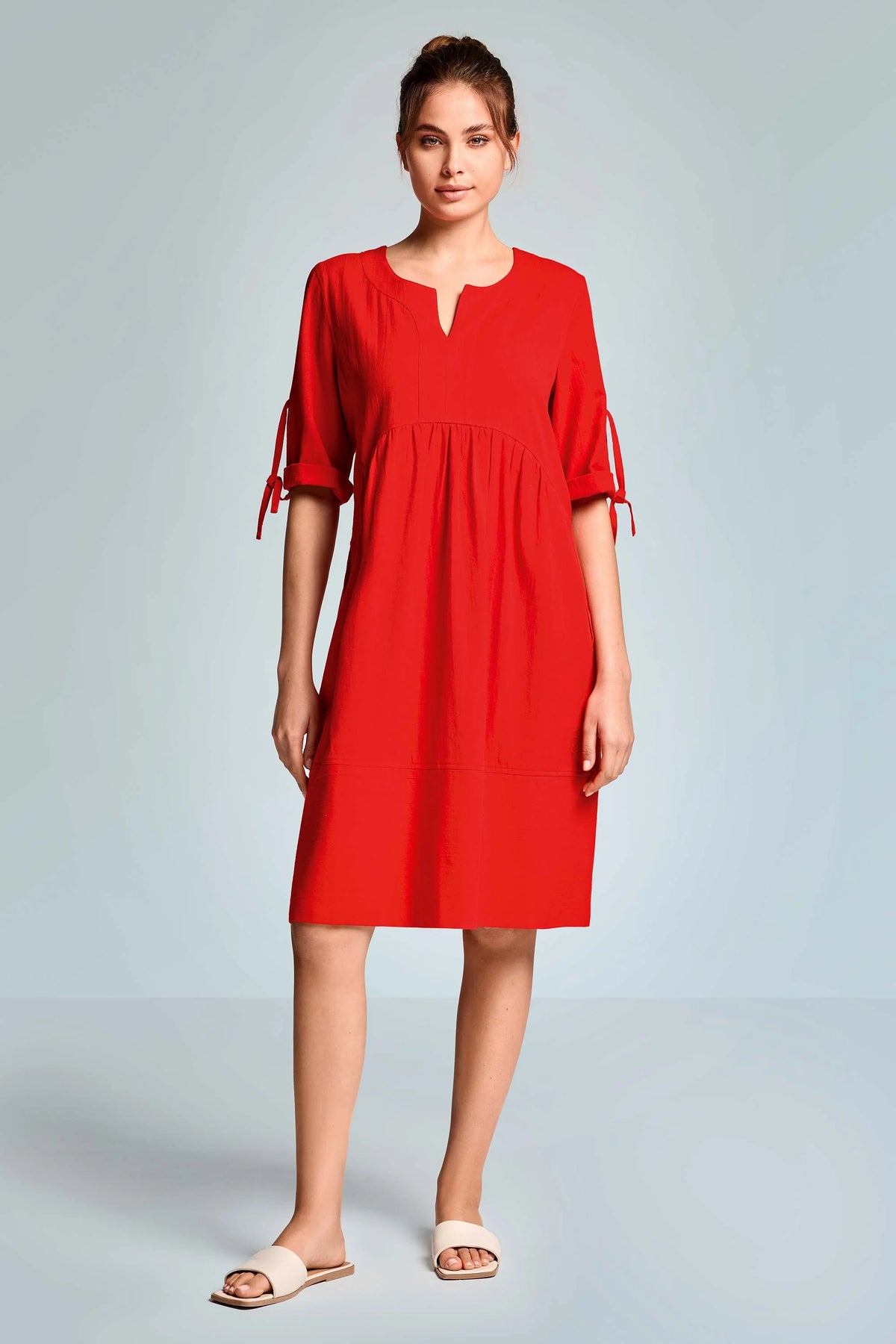 Iconique Jade 3/4 Sleeveless Dress-Red IC26-077.