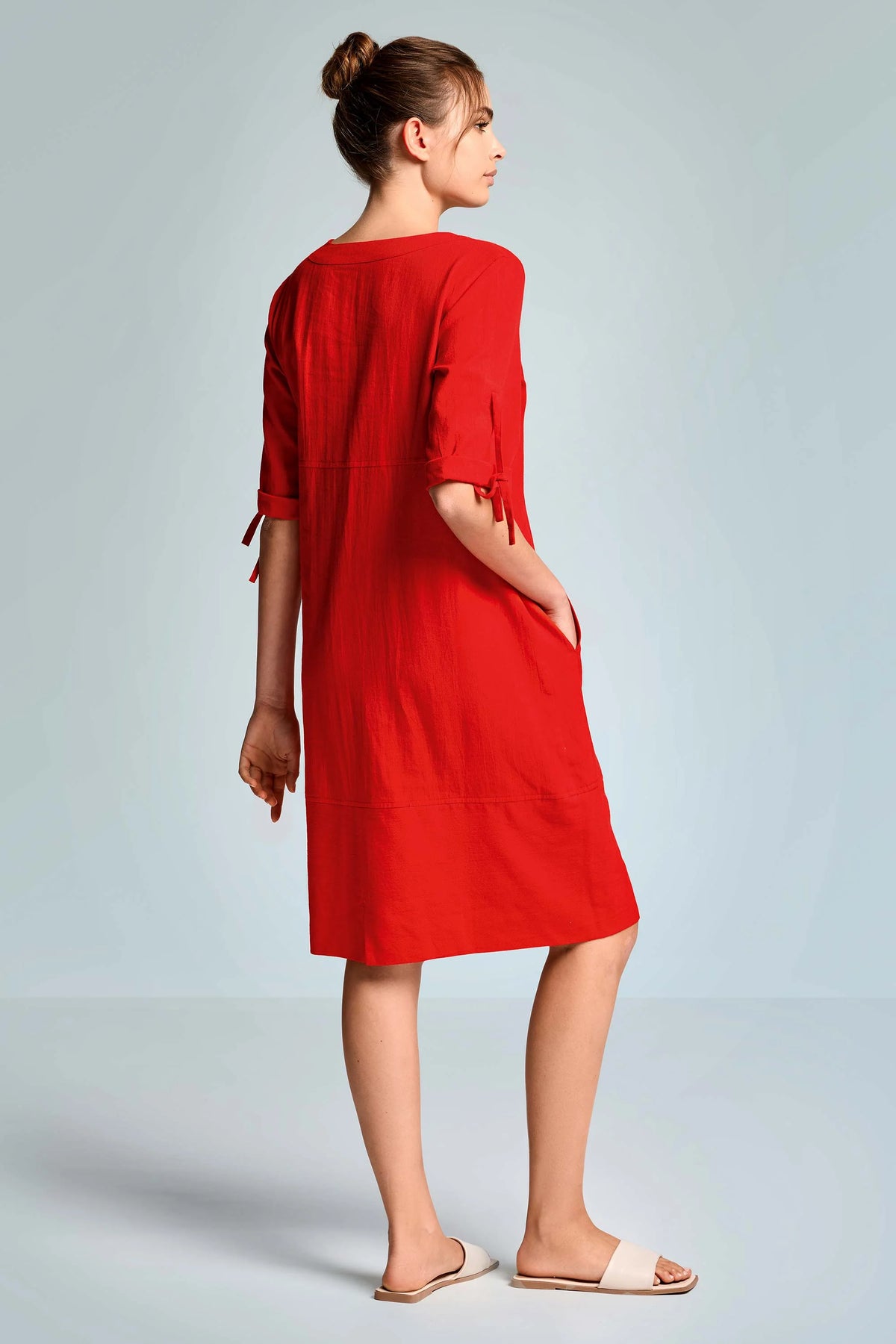 Iconique Jade 3/4 Sleeveless Dress-Red IC26-077.