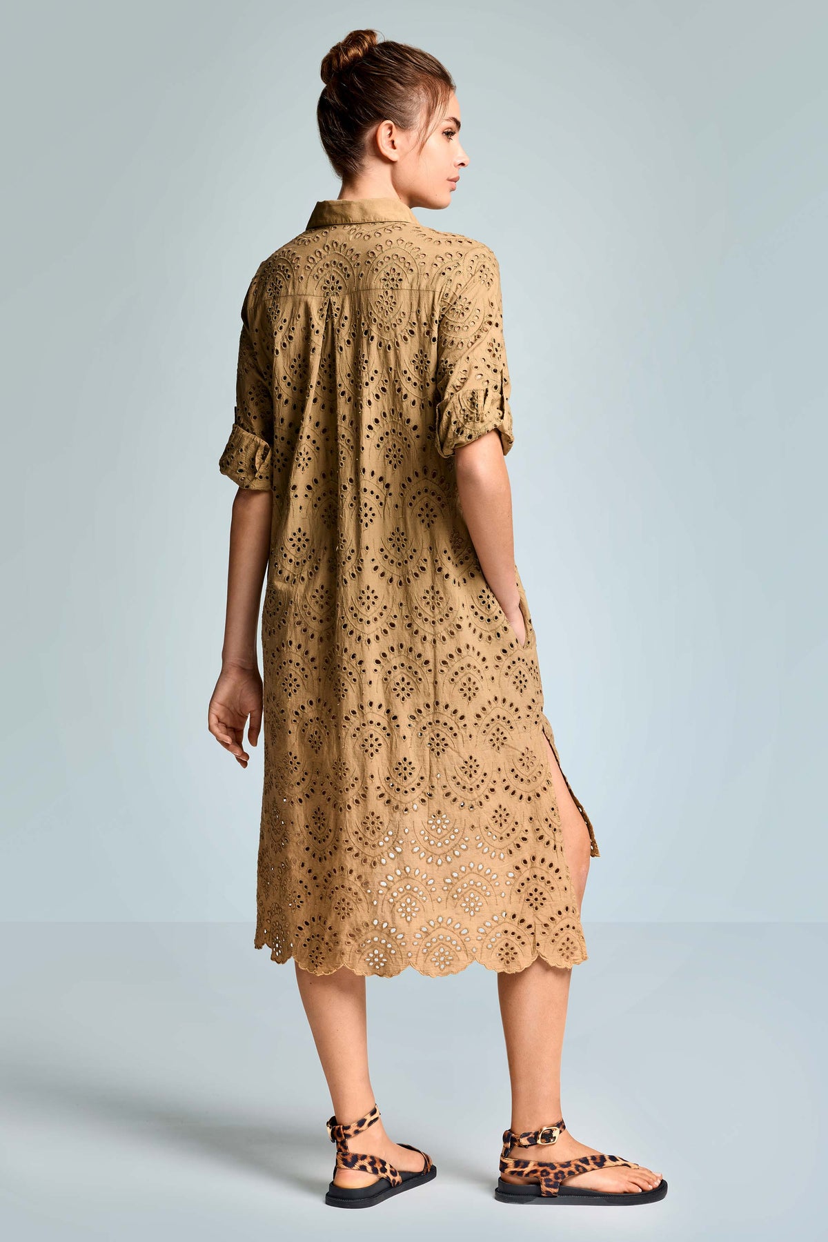 Iconique Ella's Loose And Asymmetrical Shirt-Khaki IC26-082