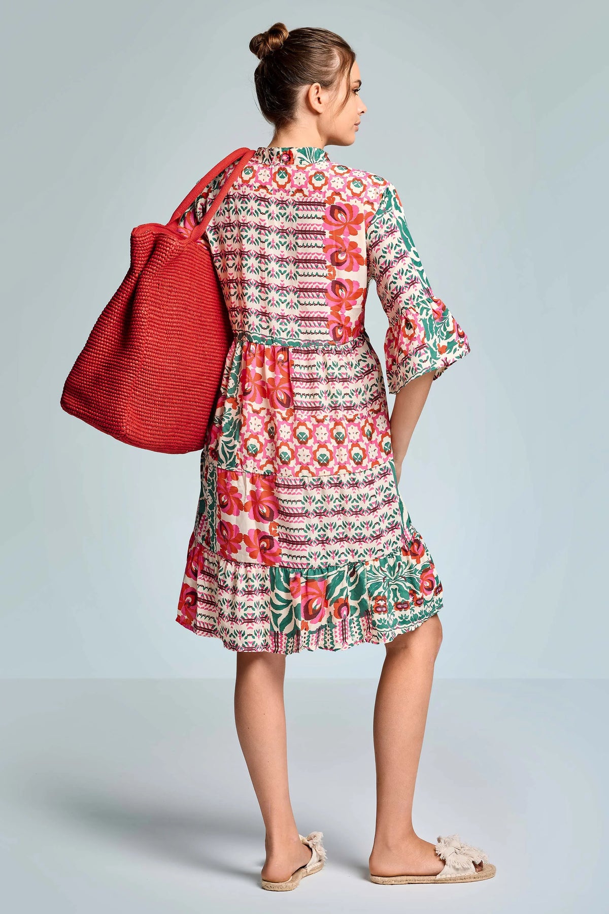 Iconique Morena 3/4 Sleeve Dress-Multicolor IC26-094.