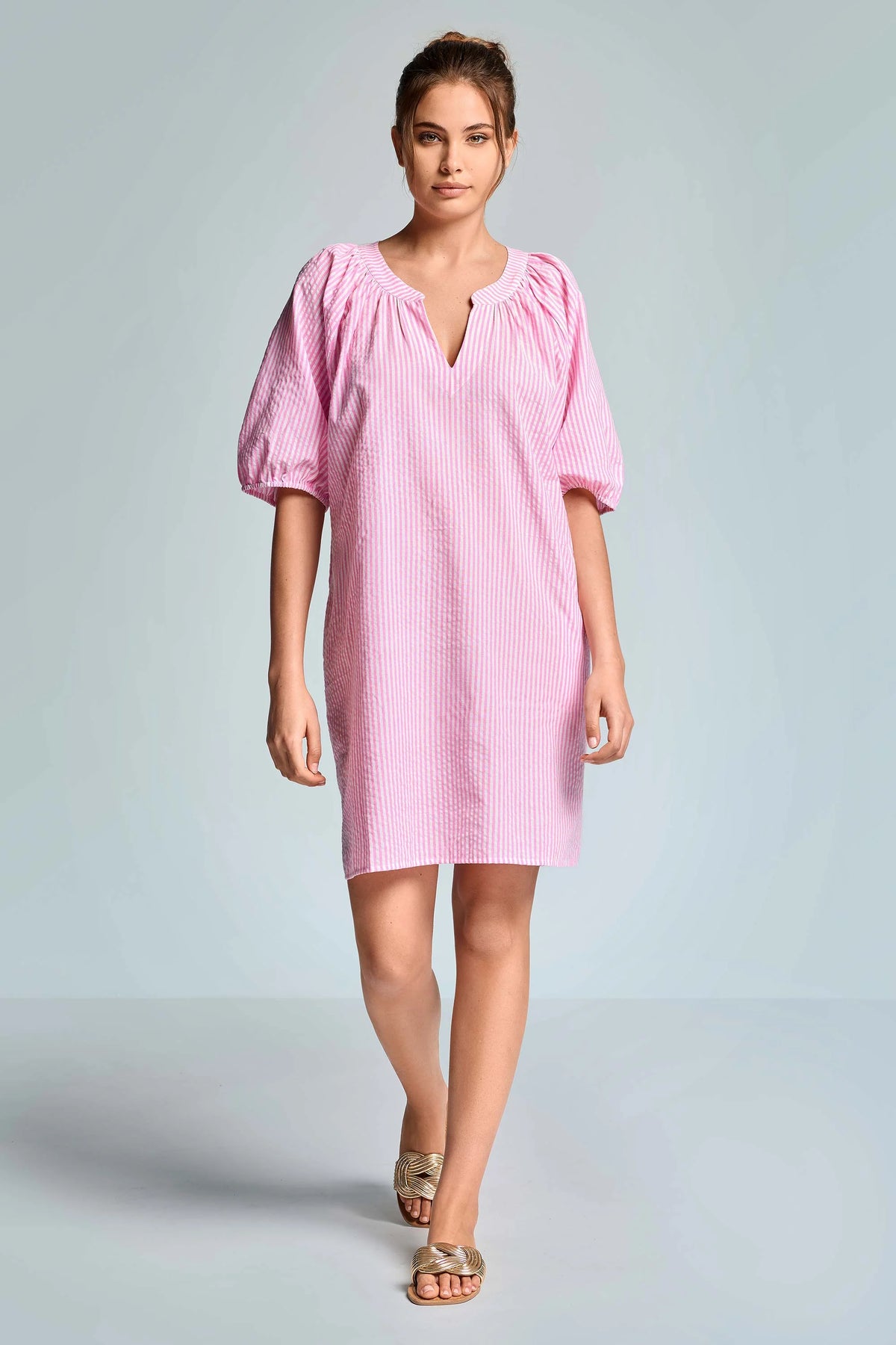 Iconique Giorgia Loose Dress With 3/4 Sleeves-Pink IC26-103