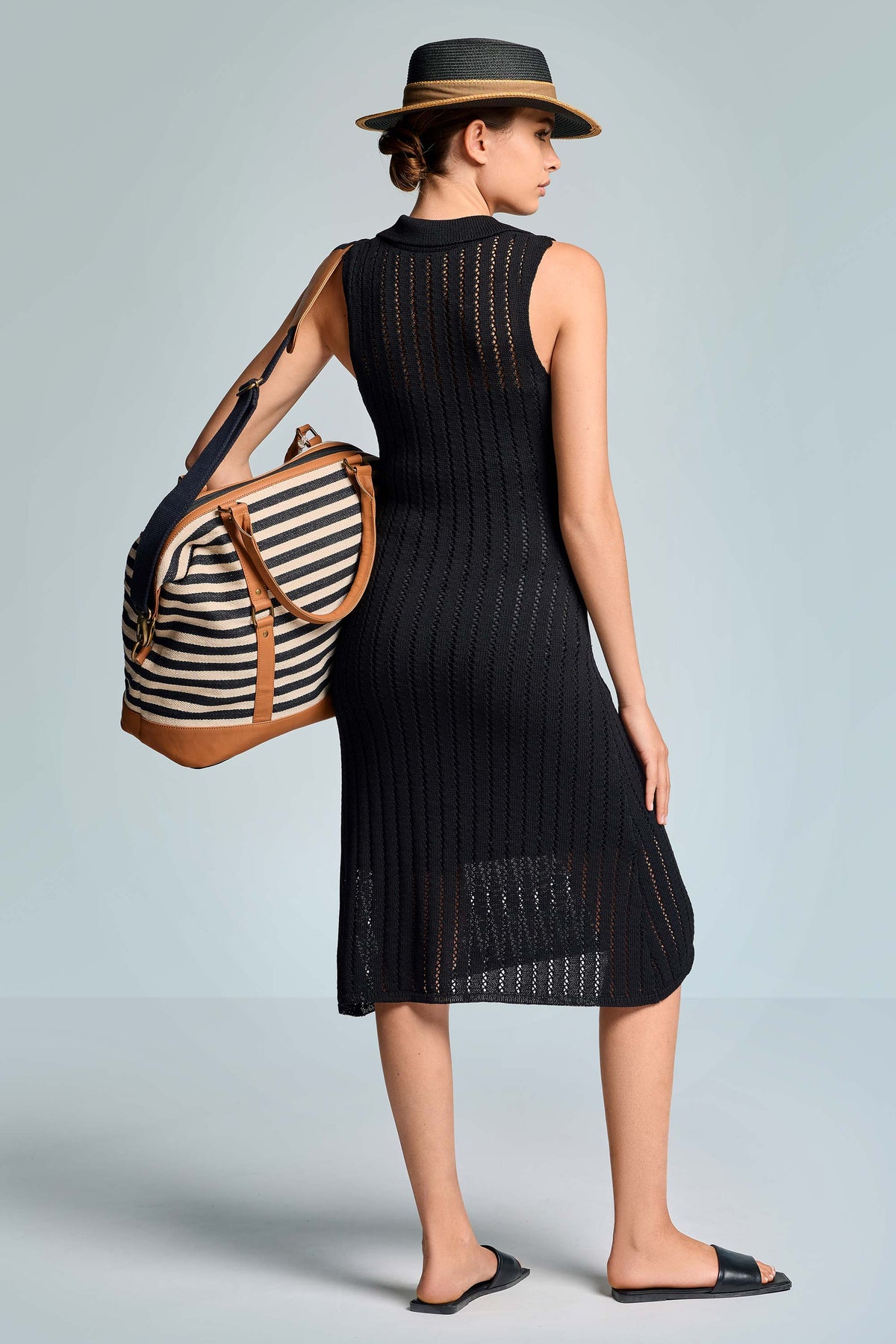 Iconique Phoebe Collar Knit Dress-Black IC26-105