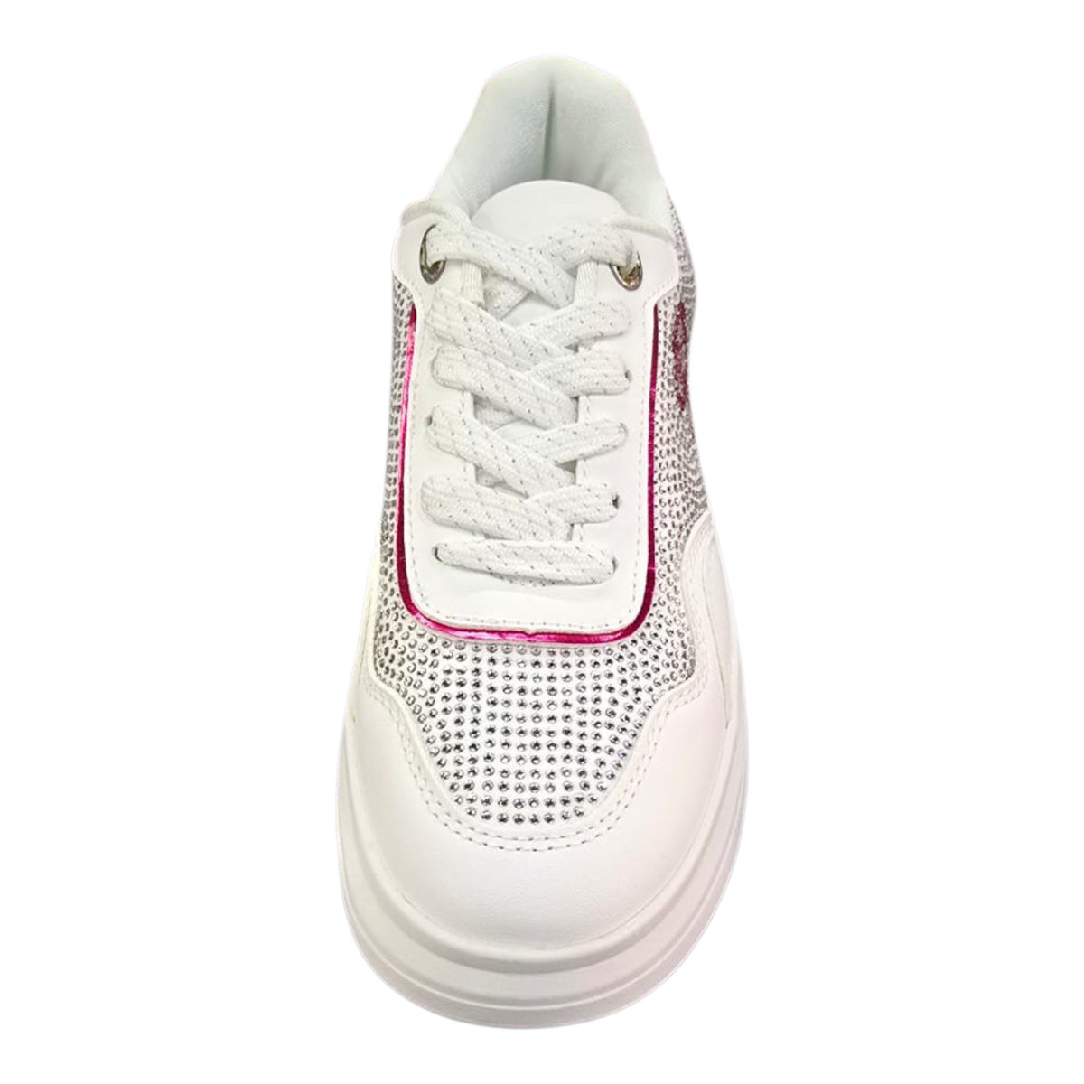 Sissy Boy Women's All Over Bling Sneakers – White.