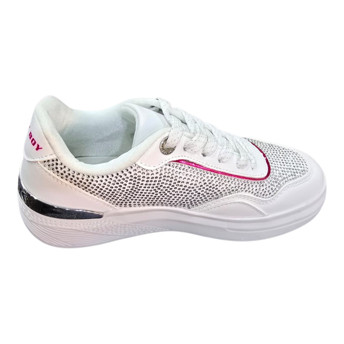 Sissy Boy Women's All Over Bling Sneakers – White.