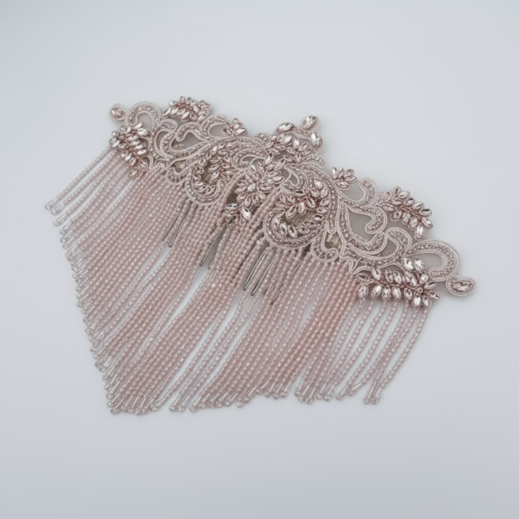 Beaded Patch With Fringing