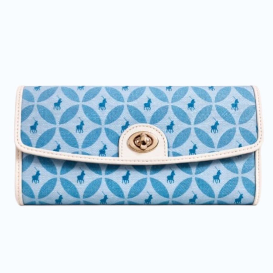 Polo Turn Lock Clutch Purse Blue POS466356.