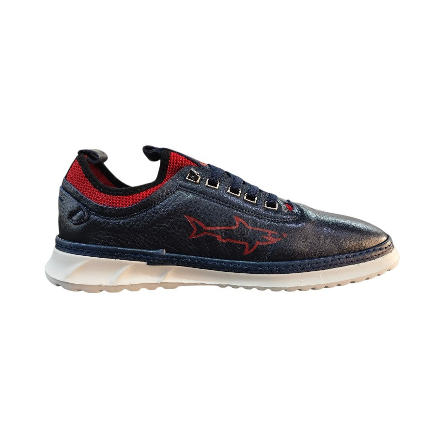 Stefano Men's Casual Leather Sneakers Navy/Red 103-11-00