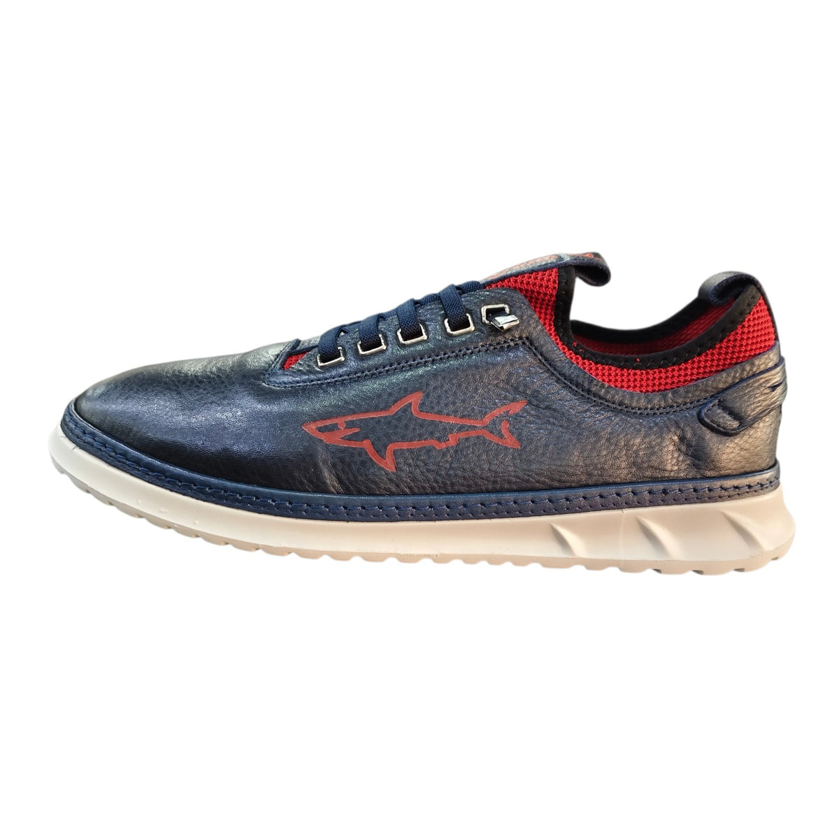 Stefano Men's Casual Leather Sneakers Navy/Red 103-11-00