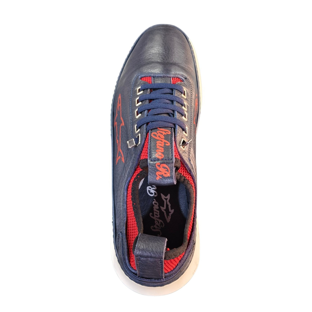 Stefano Men's Casual Leather Sneakers Navy/Red 103-11-00