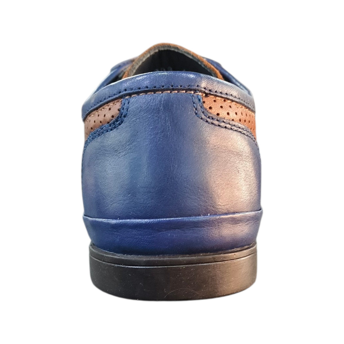 Stefano R Men's Perforated Leather Casual Sneakers Tan/Navy A1720-21