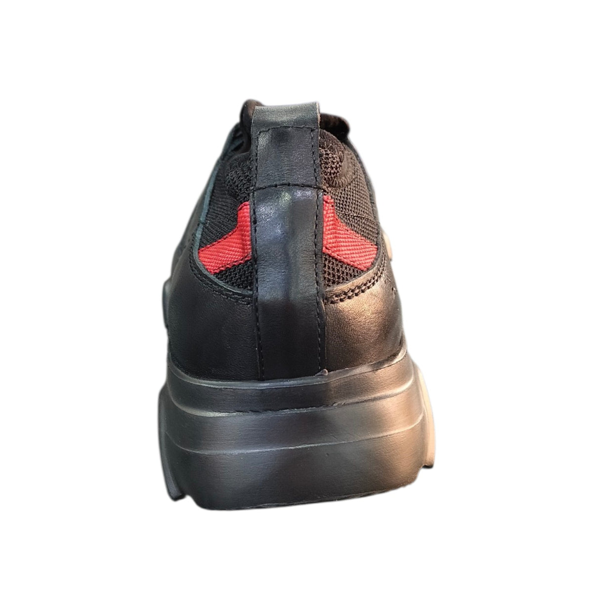 Stefano R Men's Black Leather Chunky Sneakers with Red Accents – 1004-53-00