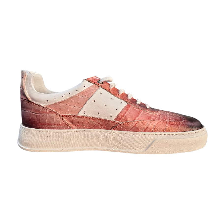 Stefano R Men's Red & White Croc Embossed Leather Sneakers – 1012-01-L1