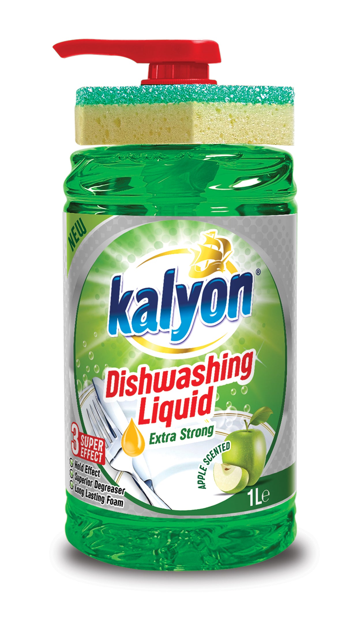 Kalyon Dishwashing Liquid With Sponge 1 Litre Apple MM00.1181