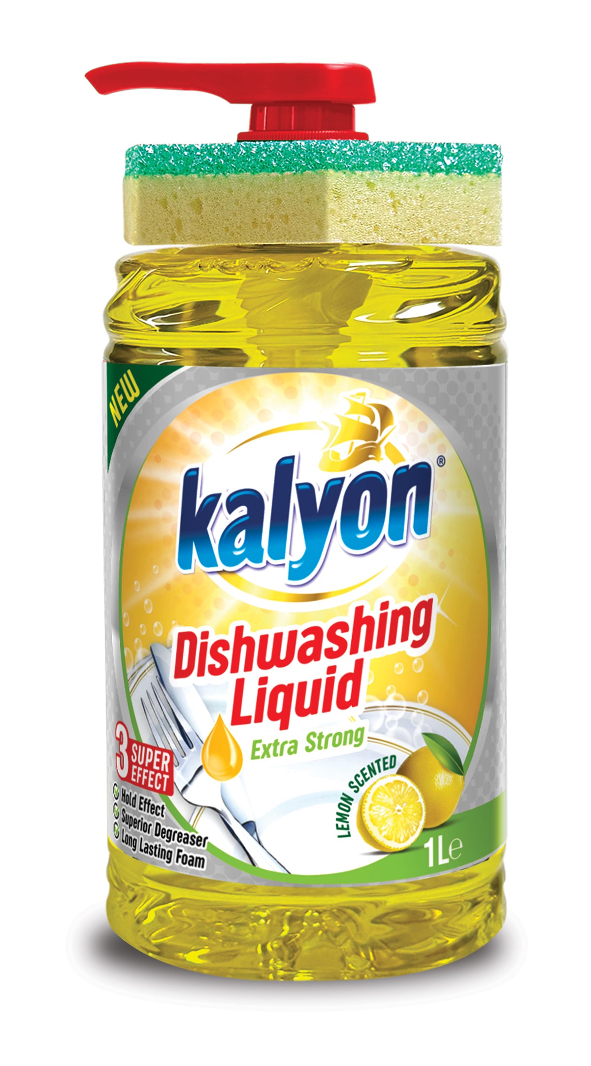 Kalyon Dishwashing Liquid With Sponge 1 Litre Lemon MM00.1180