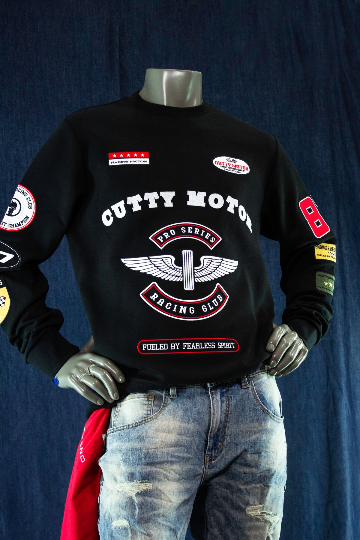 Cutty Men's Motor Racing Sweater-Black CHAMILTON