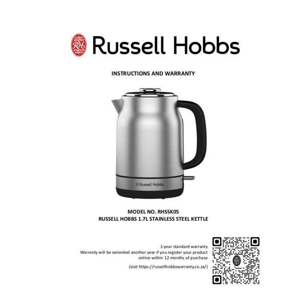 Russell Hobbs 1.7L Stainless Steel Cordless Kettle RHSSK05
