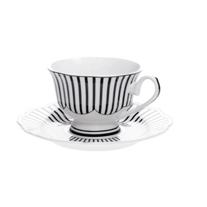 Jenna Clifford Ivory Noir Cup & Saucer Set of 4