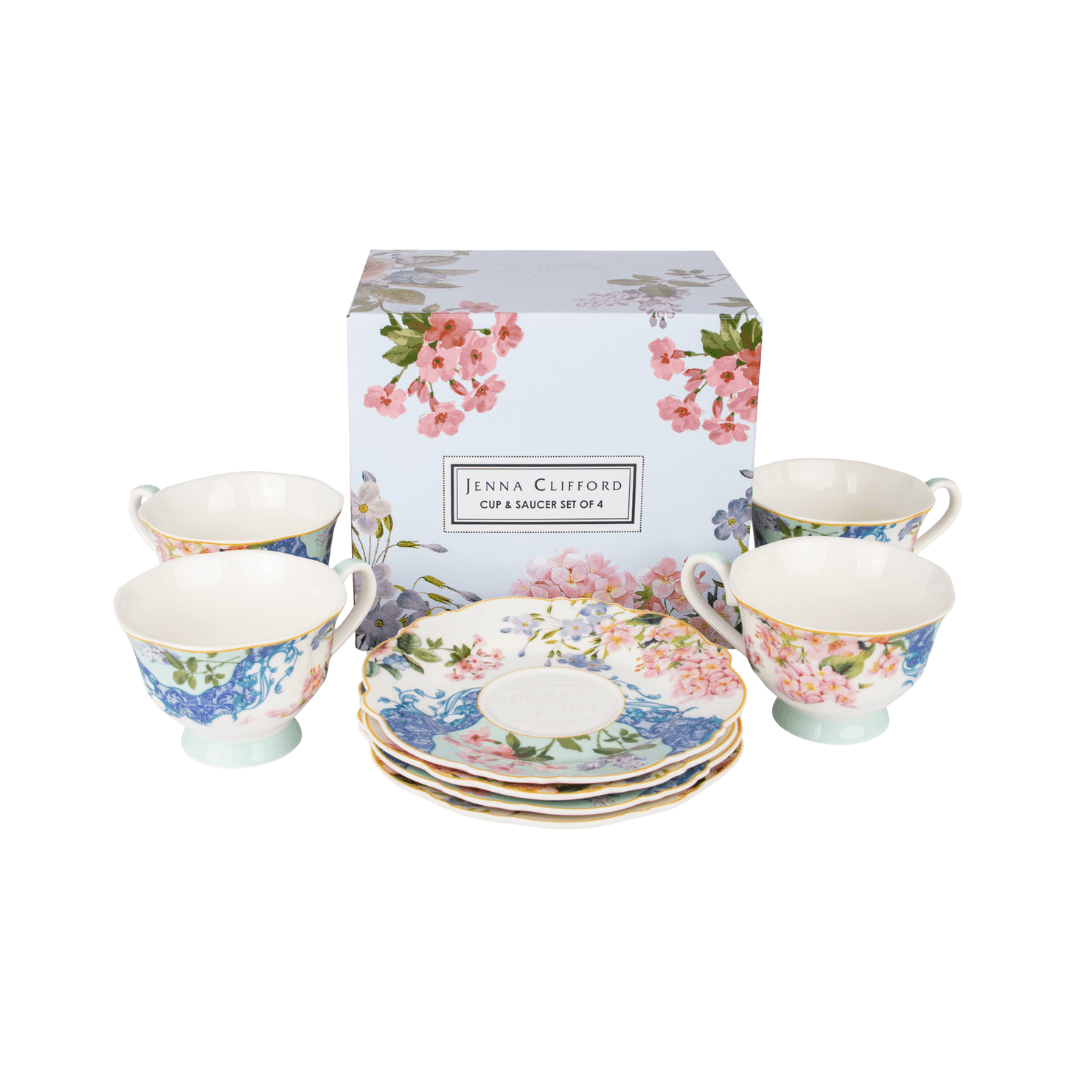 Jenna Clifford Belle Fleur Cup & Saucer Set of 4 150ml JC-7398