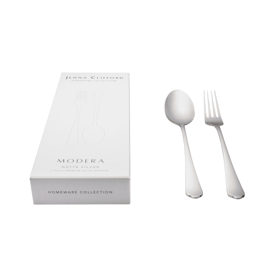 Jenna Clifford Modera 2-Piece Salad Server Set Matte Silver JC-7407