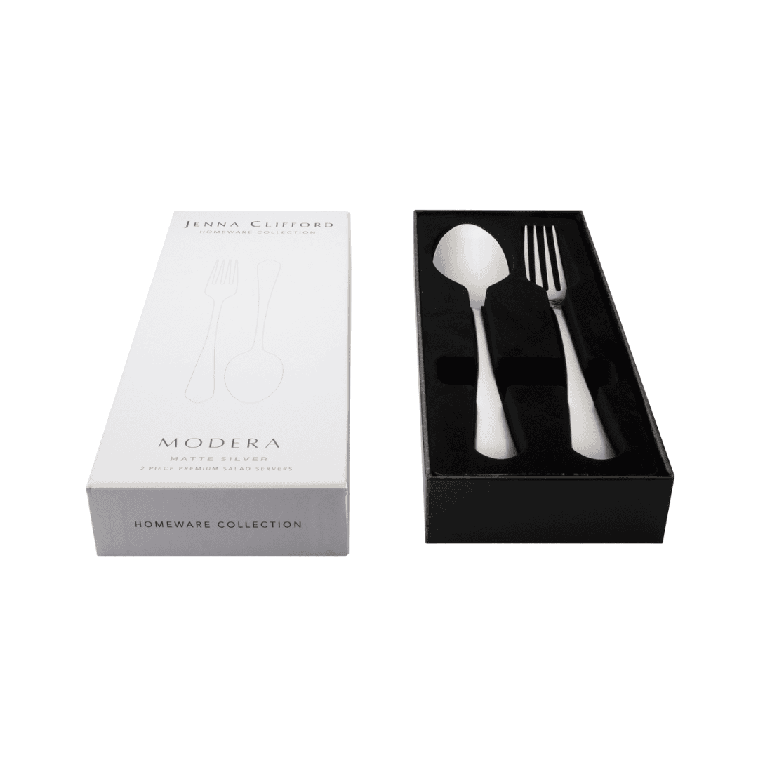 Jenna Clifford Modera 2-Piece Salad Server Set Matte Silver JC-7407
