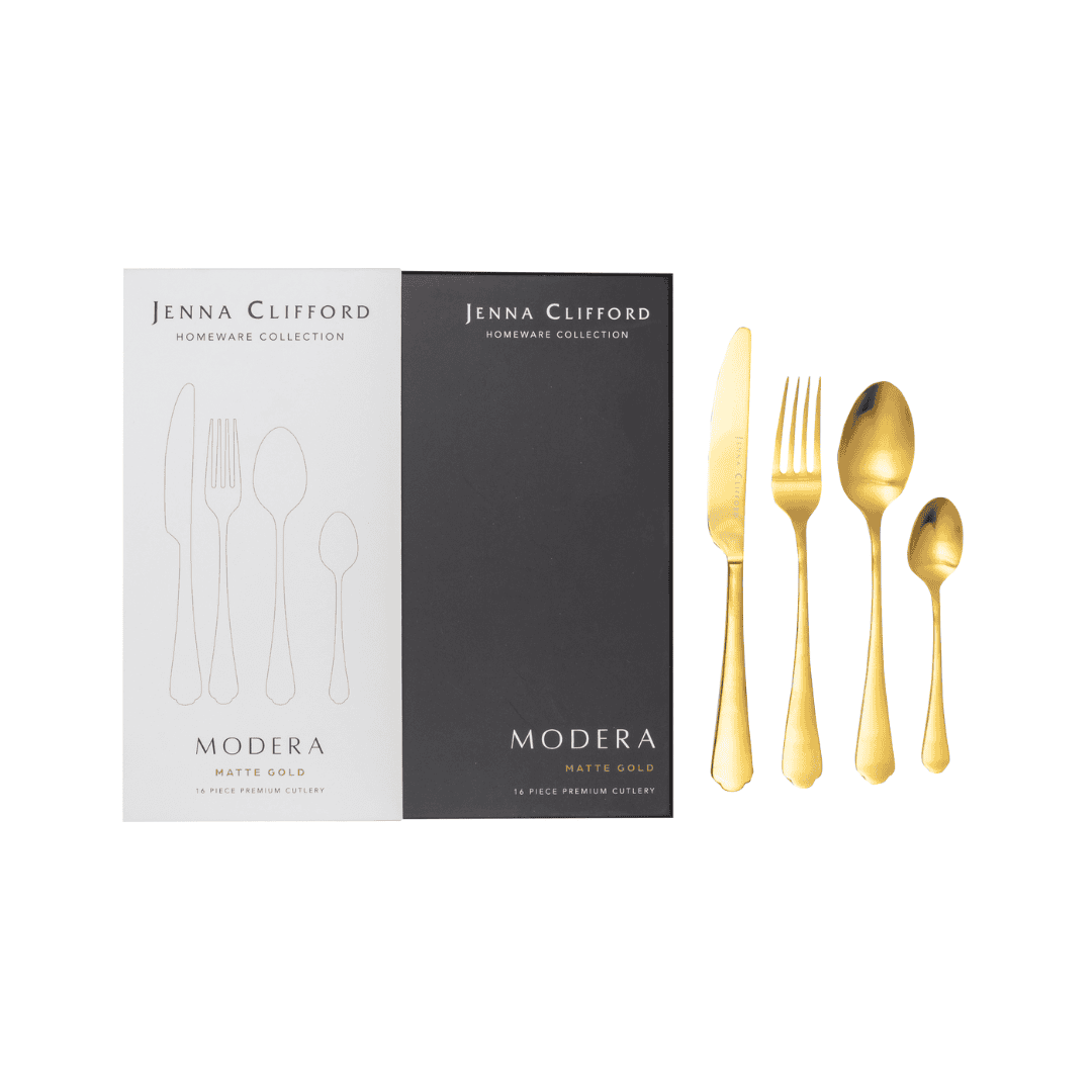 Jenna Clifford Modera 16-Piece Cutlery Set Matte Gold JC-7408.